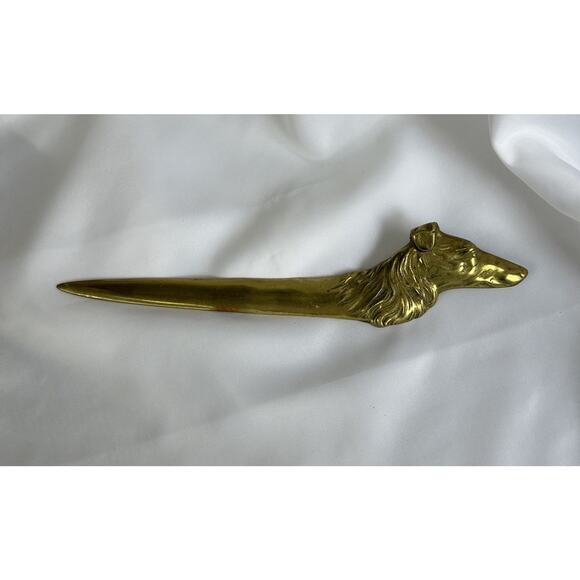Vintage Virginia Metal Crafters Brass Collie Letter Opener.